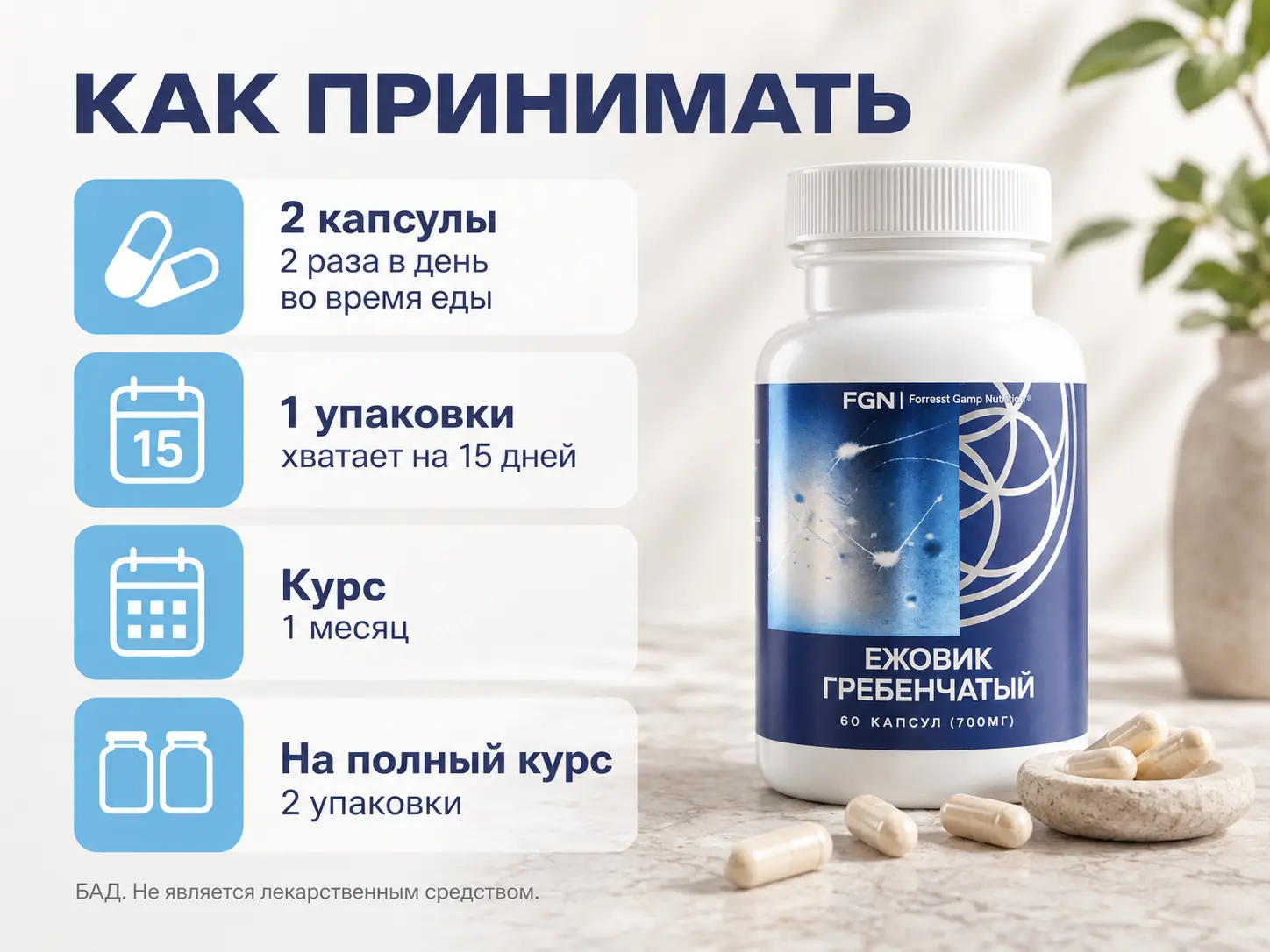 Ежовик гребенчатый FGN — как принимать